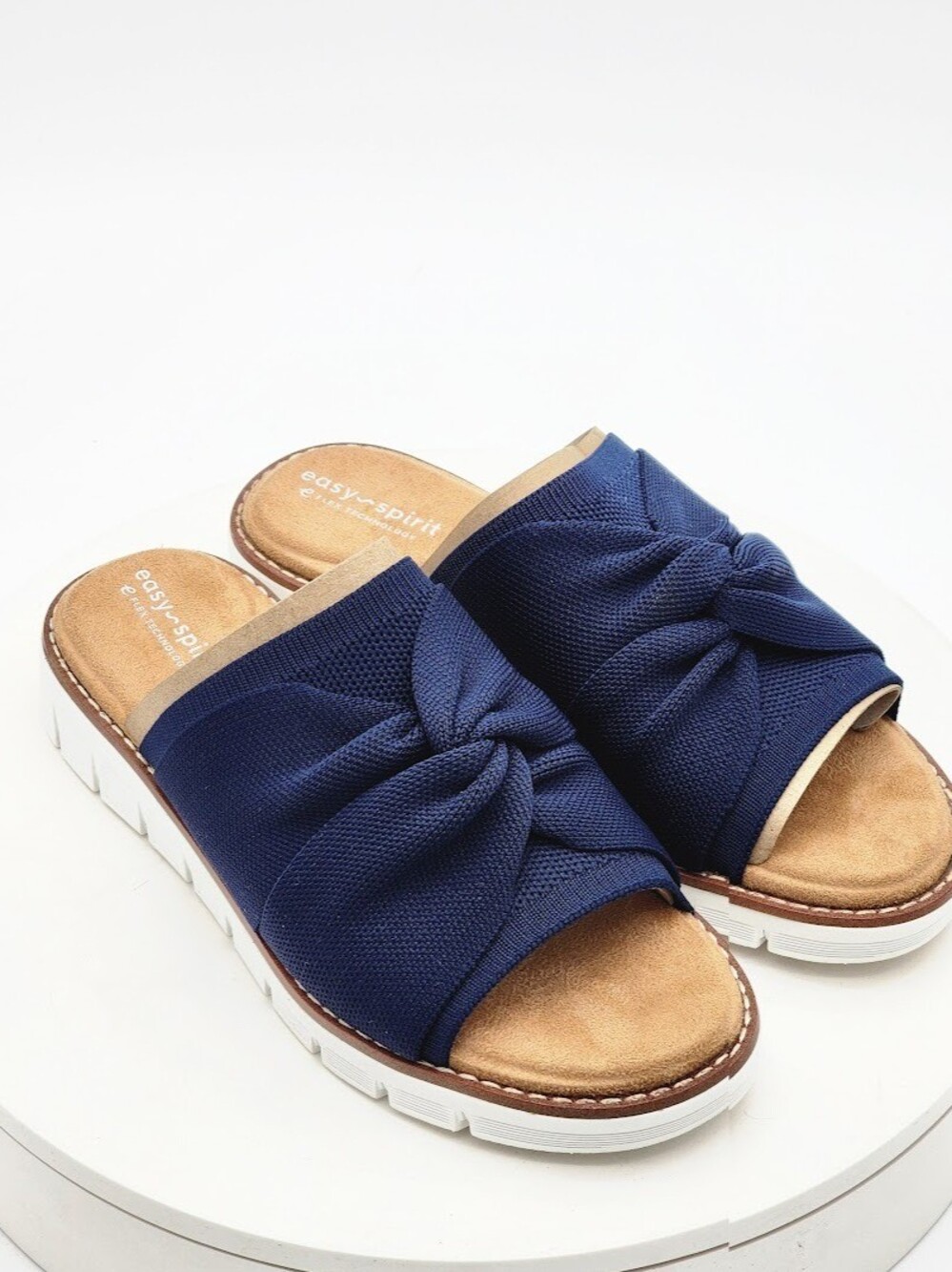 Easy Spirit Josy2 Navy Blue Knit Slide Sandals Women’s Size 6 M Comfort Knot